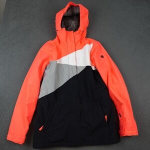 DC Snowboarding Jacket Womens Medium Orange 10K Waterproof Hooded Ski Snowboard